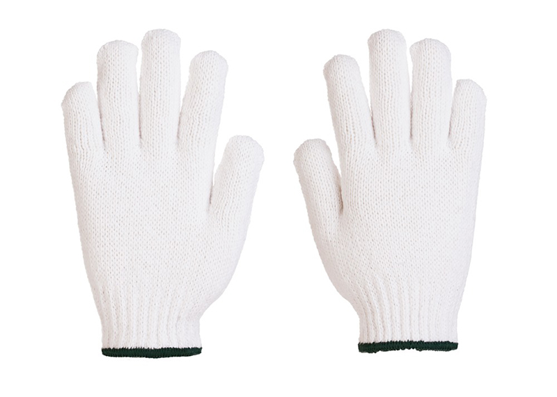 Bleached white polycotton glove model T500